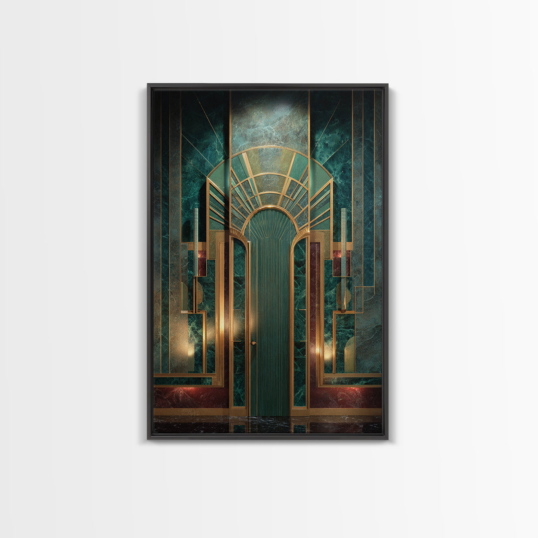 Deco Doorway Study Canvas Print, Art Deco Art, Digital Print, Living Room Decor, Fine Art, Glamour, Downloadable Art, ADA-2x3-71