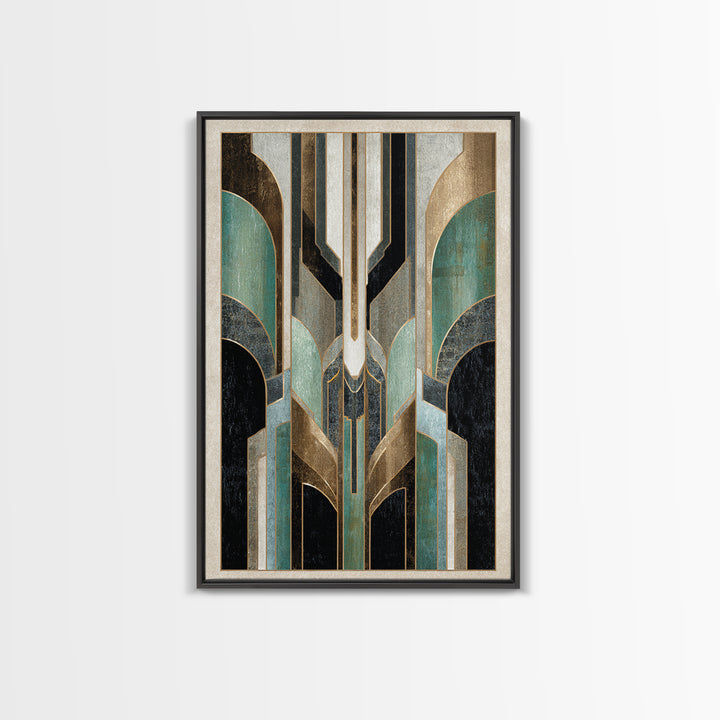 Abstract Stepped Arches Framed Canvas Print, Art Deco Art, Printable, Living Room Decor, Abstract Art, Glamour, ADA-2x3-98