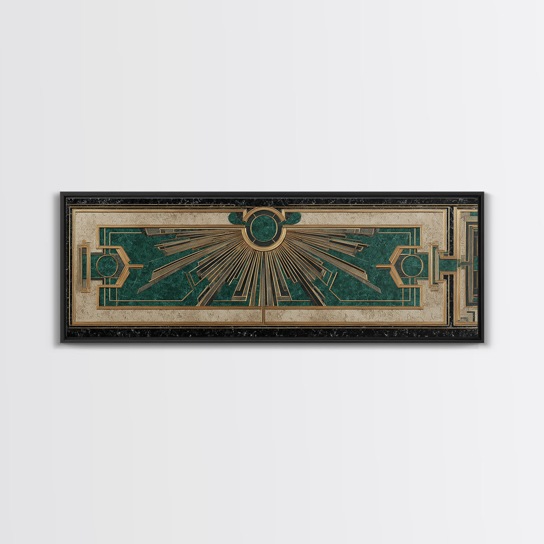 Deco Doorway Study Framed Canvas Print, Art Deco Art, Art Deco, Living Room Decor, Oil Painting, Glamour, Art Deco Wallpaper, ADA-3x1-79