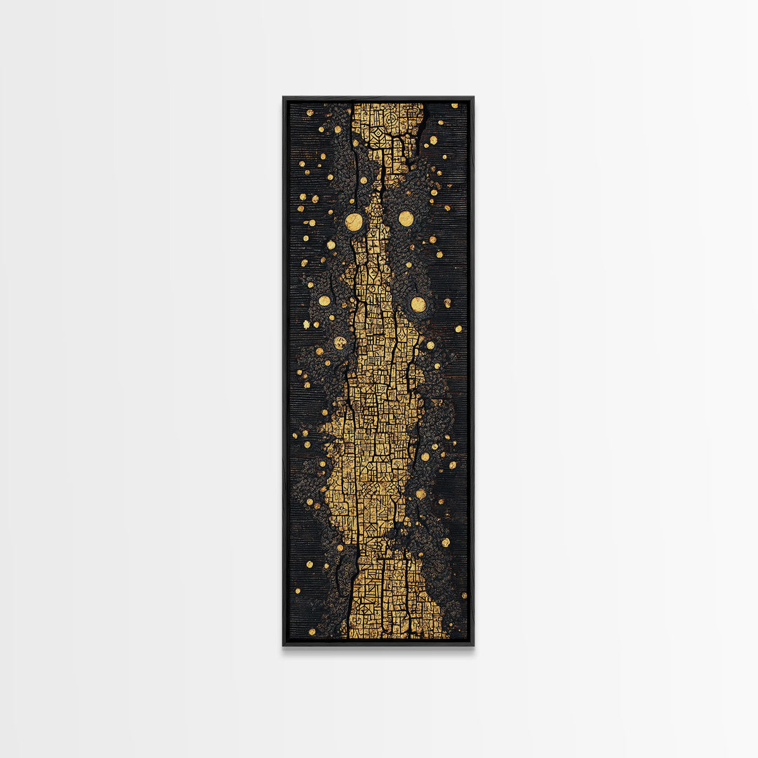 Black And Gold Ancestral Path, Abstract African Art, Luxury Wall Art, Spiritual Decor, Premium Canvas Print Gift For Home