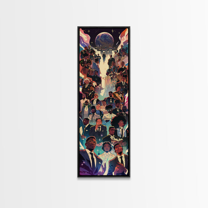 Regal Black Family Gathering Under Moonlit Sky, Wall Art, African American Art Print, Afrocentric Culture Home Decor Gift