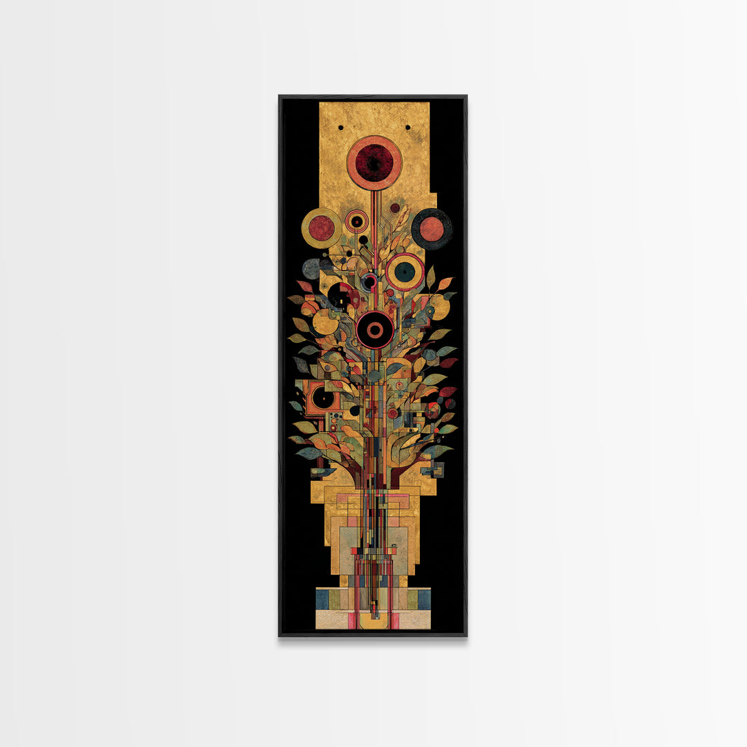 Gold Botanical African Tree Of Life Canvas Print, Geometric Floral Wall Decor, Elegant Afrocentric Art For Living Room Decor