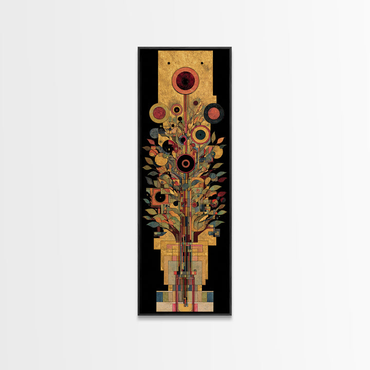 Gold Botanical African Tree Of Life Canvas Print, Geometric Floral Wall Decor, Elegant Afrocentric Art For Living Room Decor