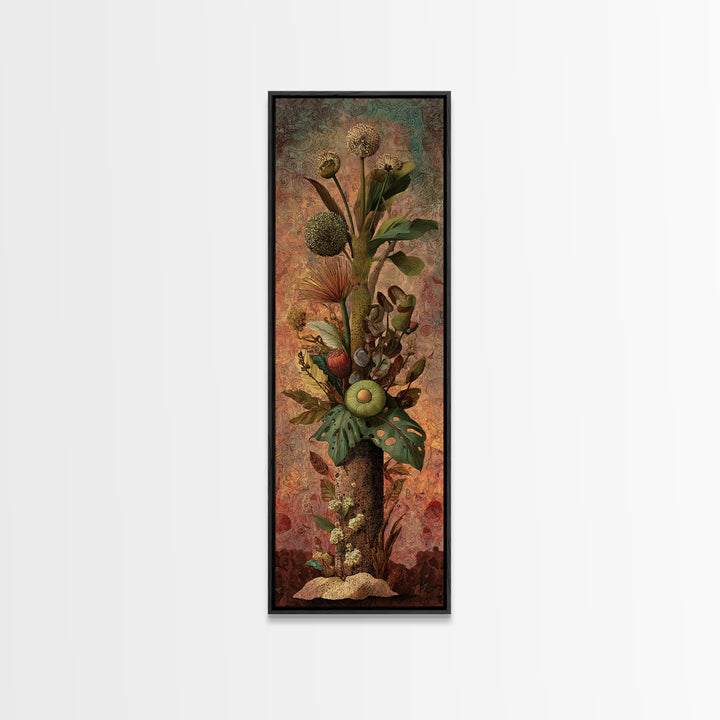 Surreal Tropical Botanical Bouquet With Protea And Ferns Canvas Print, African Inspired Wall Art, Boho Home Decor Gift For Her