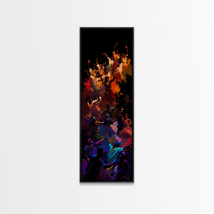 Joyful African Celebration Dance Wall Art, Colorful Afrocentric Canvas, Black Culture Art Print, Vibrant Home Decor Gift