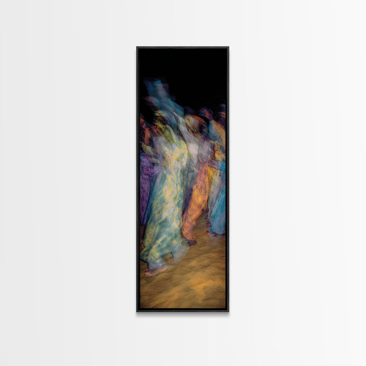 Dreamy African Dancers In Motion Framed Canvas Print, Abstract Afrocentric Wall Art, Colorful Cultural Home Decor, Statement Gift