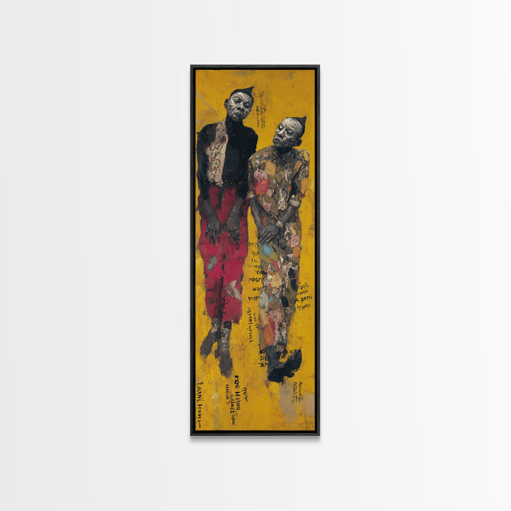 Two Elegant African Women On Yellow Wall Art, Black Female Portrait Canvas, Afrocentric Cultural Home Decor Statement Gift