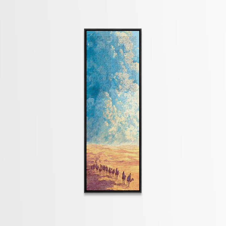 Sahara Caravan Under Giant Blue Sky Wall Art, African Desert Landscape, Nomad Travel Decor, Motherland Canvas Gift For Living Room