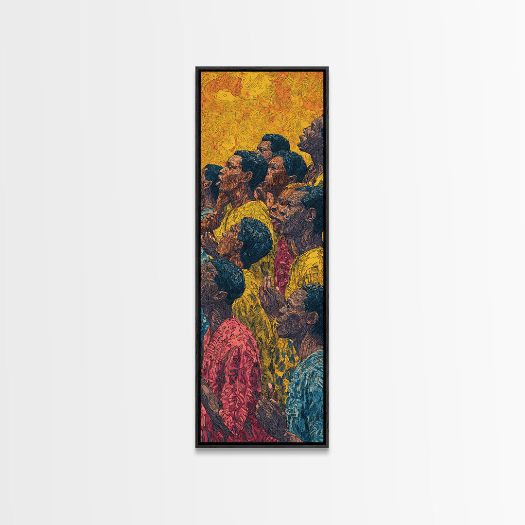Vibrant African Crowd Portrait Canvas Print, African Women Art, Cultural Wall Decor, Black People Artwork, Afrocentric Home Decor