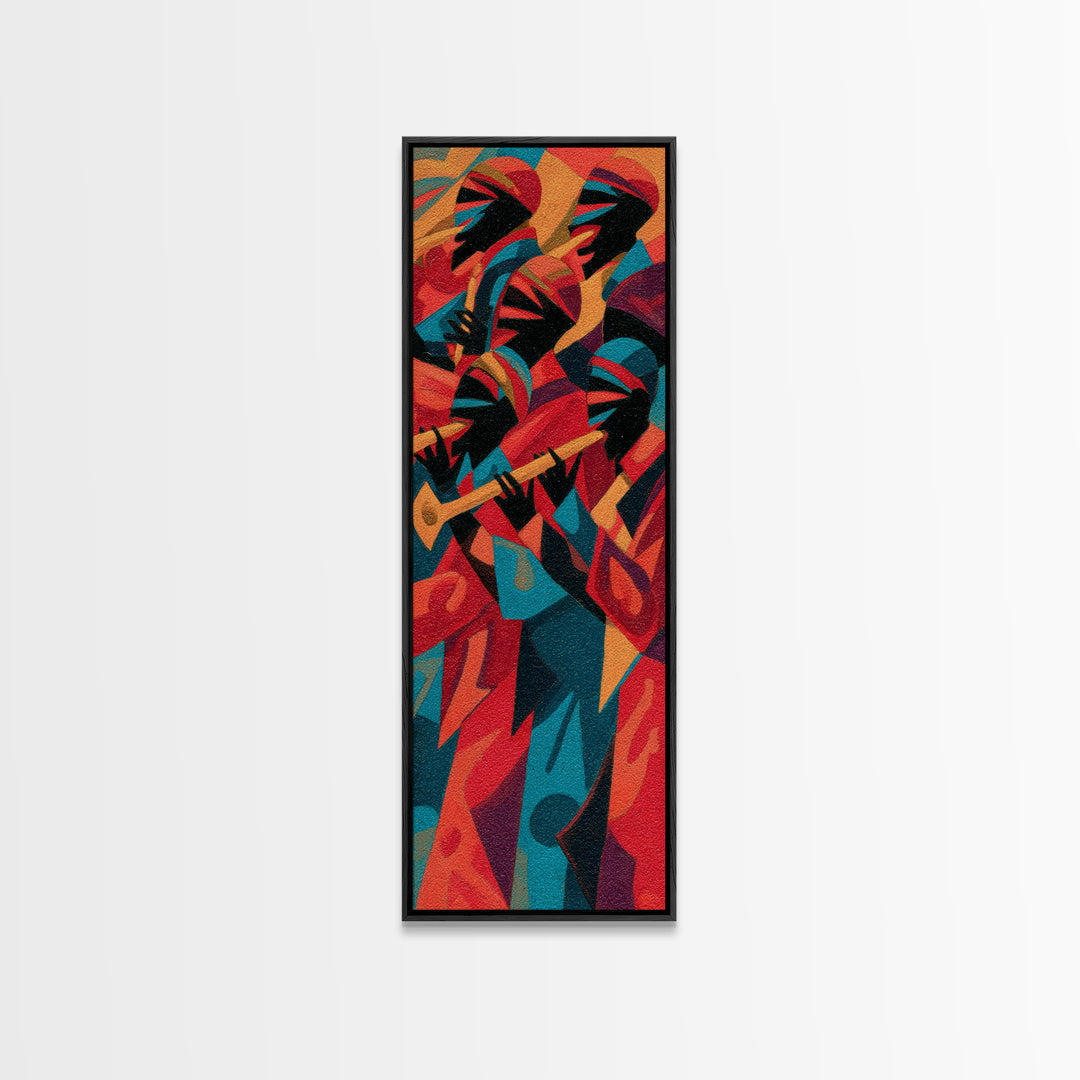 Abstract African Jazz Musicians Wall Art, Tribal Art Print, Afrocentric Decor, Bold Colorful Canvas Print, Music Lover Gift