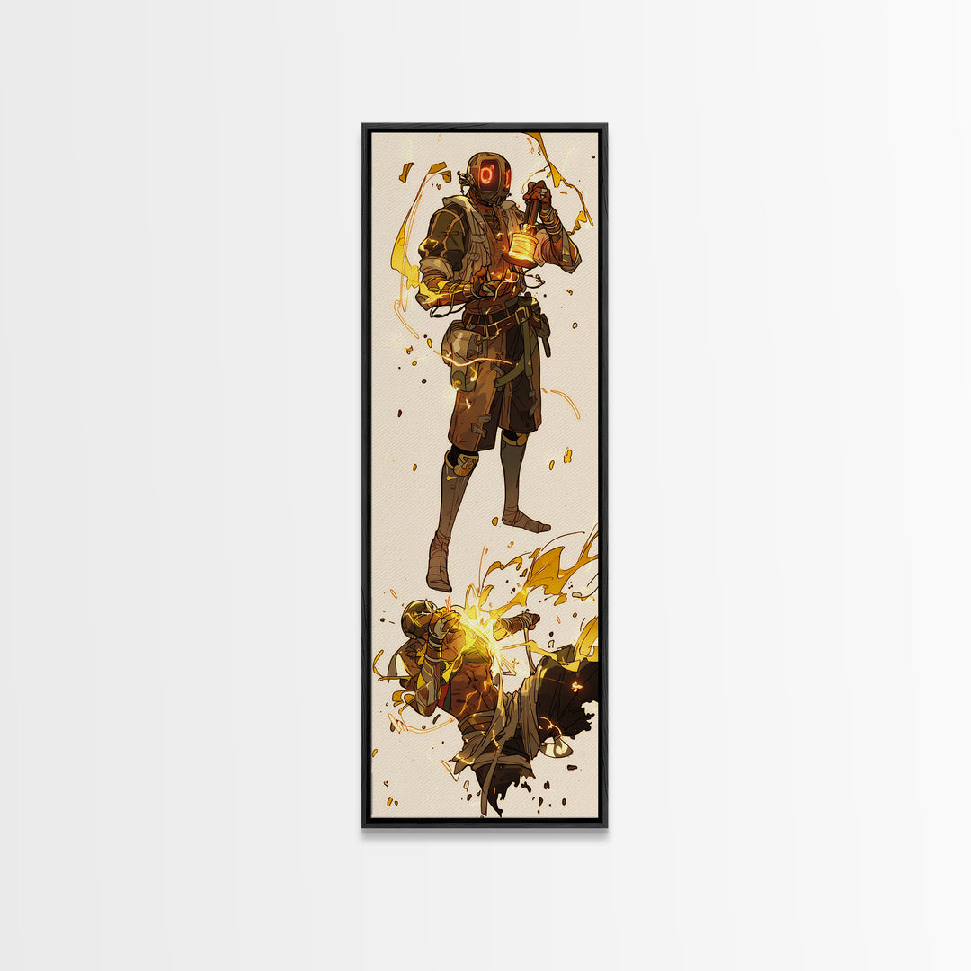 Sci Fi Nomad Warrior With Lantern Canvas Print, African Warrior Art, Afrofuturism Decor, Bold Modern Adventure Wall Art Gift