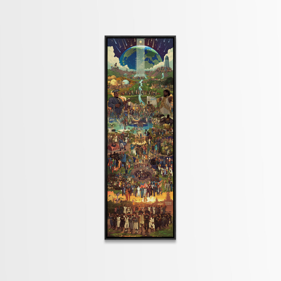 Afrofuturist Community Celebration Under Earth Wall Art, African Culture Art, Black History Decor, Unity Festival Print Gift