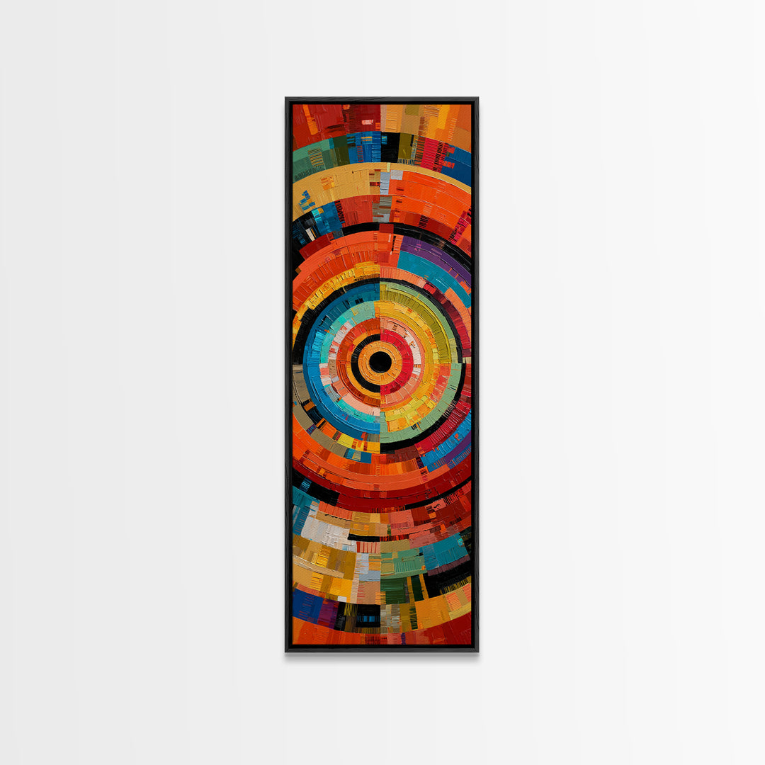 Colorful Concentric Mosaic Circle Canvas Print, African Abstract Art, Modern Geometric Wall Decor, Bold Statement Art Gift