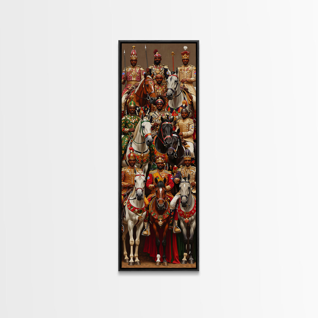 Regal African Horseback Warriors In Ceremony Wall Art, African American Art, African Tribal Decor, Afrocentric Artwork Gift