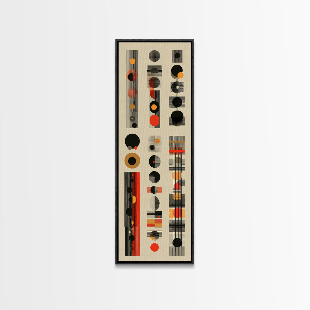 Earth Tone Circle Stripe Framed Canvas Print, African Abstract Pattern, Minimalist Wall Art, Mid Century Modern Decor Poster