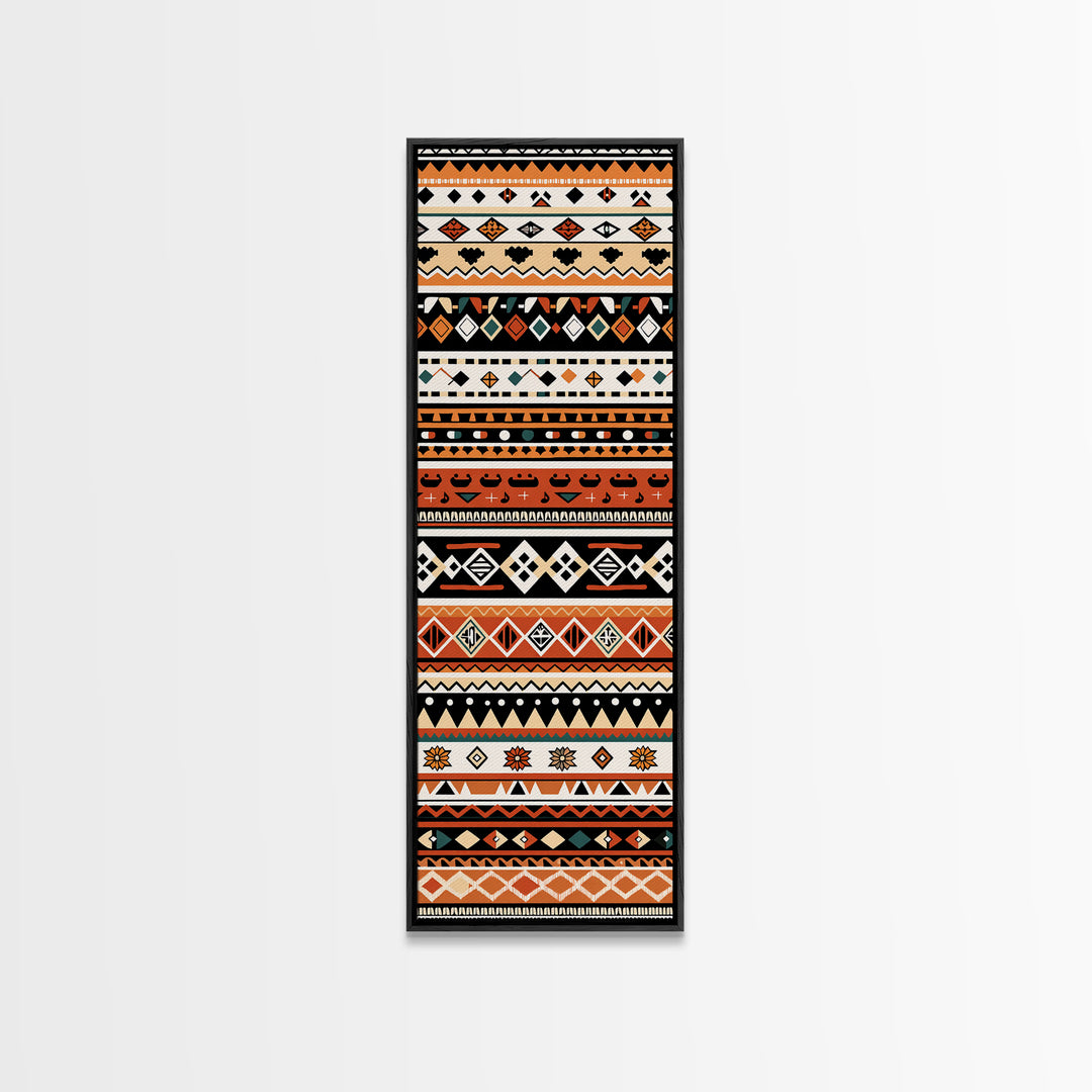Orange Black And Teal African Patterns Wall Art, Tribal Textile Print, Ankara Inspired Decor, Boho Cultural Home Decoration