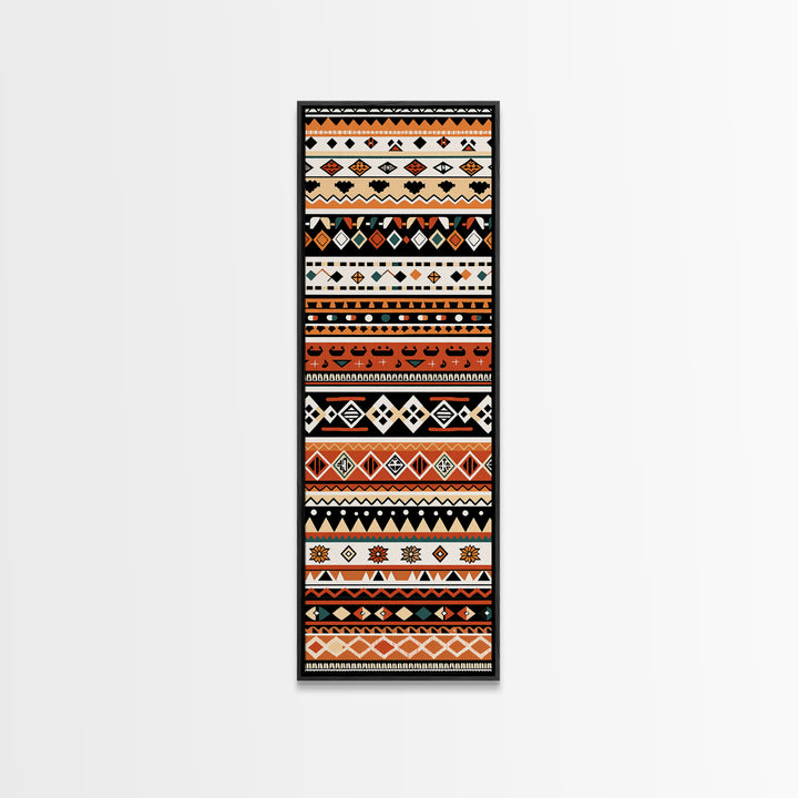 Orange Black And Teal African Patterns Wall Art, Tribal Textile Print, Ankara Inspired Decor, Boho Cultural Home Decoration