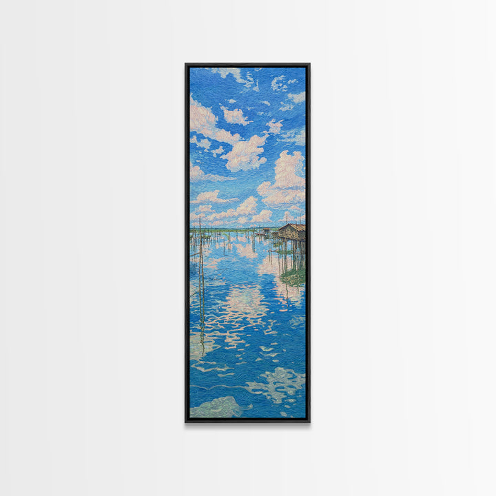 Sunlit African Lake Reflections Wall Art, Blue Landscape Canvas Print, Coastal Travel Poster, Peaceful Home Decor Gift Idea