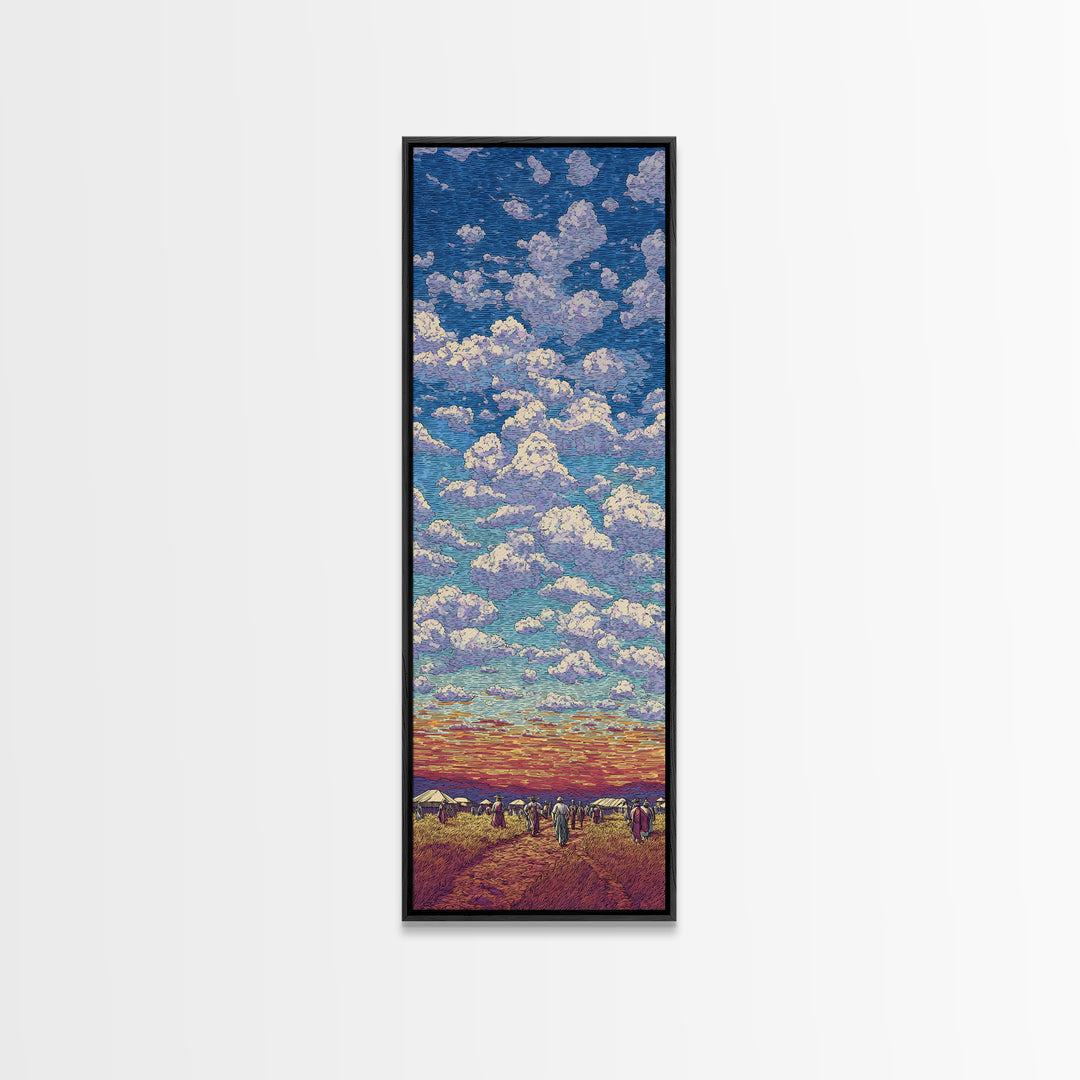 Sunset Cloud Prairie Landscape Framed Canvas Print, Dreamy Sky Wall Art, Nature Scene Art For Living Room Decor, Housewarming Gift