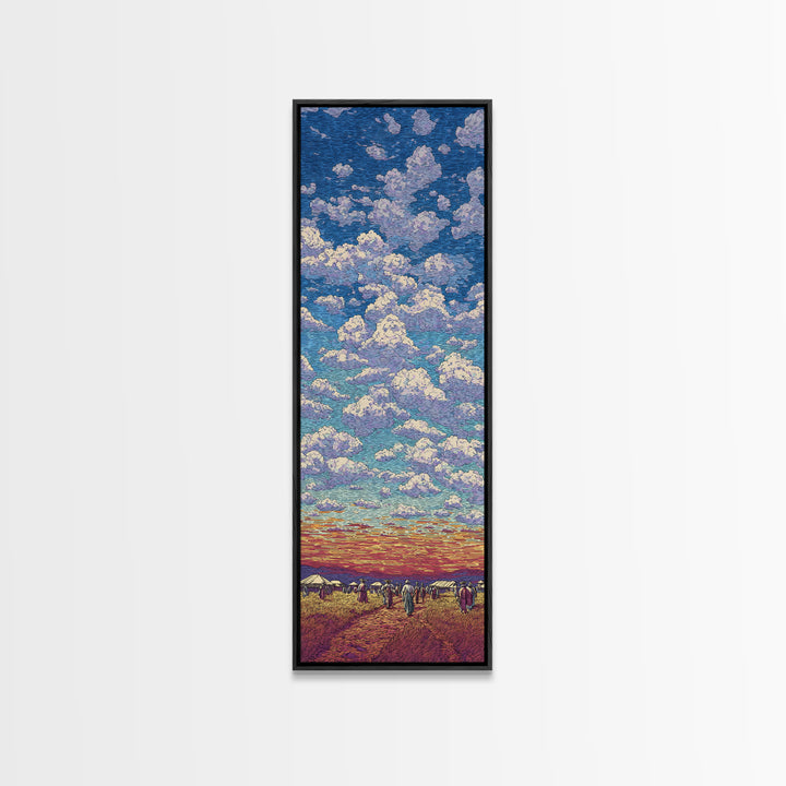 Sunset Cloud Prairie Landscape Framed Canvas Print, Dreamy Sky Wall Art, Nature Scene Art For Living Room Decor, Housewarming Gift
