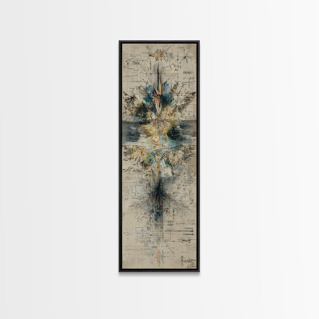 Architectural Geometry Abstract Wall Art, Blueprint Style Canvas Print, Modern Minimalist Office Decor, Statement Gift For Him