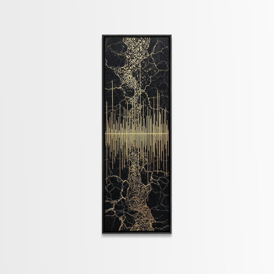 Black And Gold Abstract Soundwave Wall Art, Luxury Canvas Print, Modern Geometric Decor, Elegant Statement Home Decor Gift