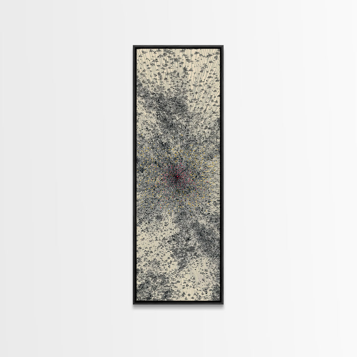 Abstract Cream Black Energy Burst Wall Art, Red Gold Center, Modern Abstract Art, Textured Art Print, Statement Wall Decor