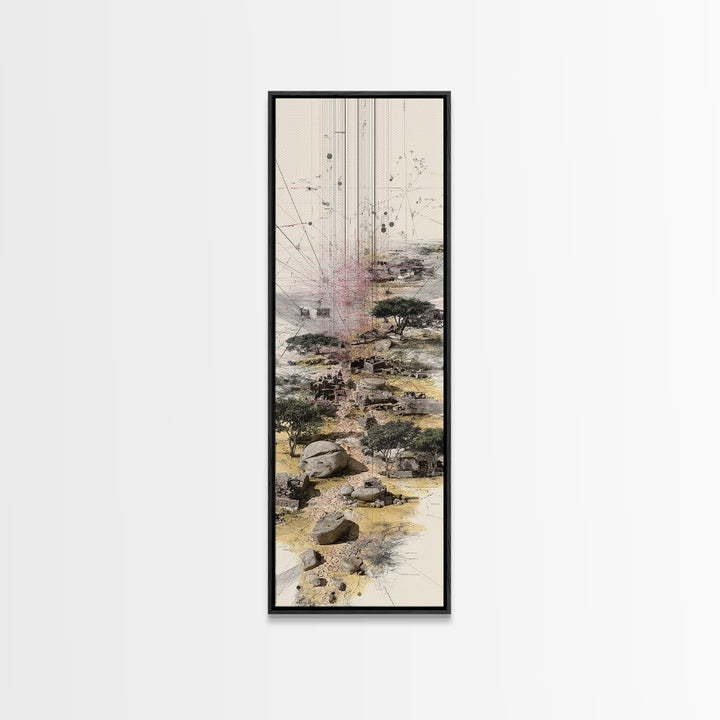 Minimal Acacia Savanna Abstract Landscape Wall Art, African Safari Print, Earth Tone Modern Canvas Decor, Unique Office Decor