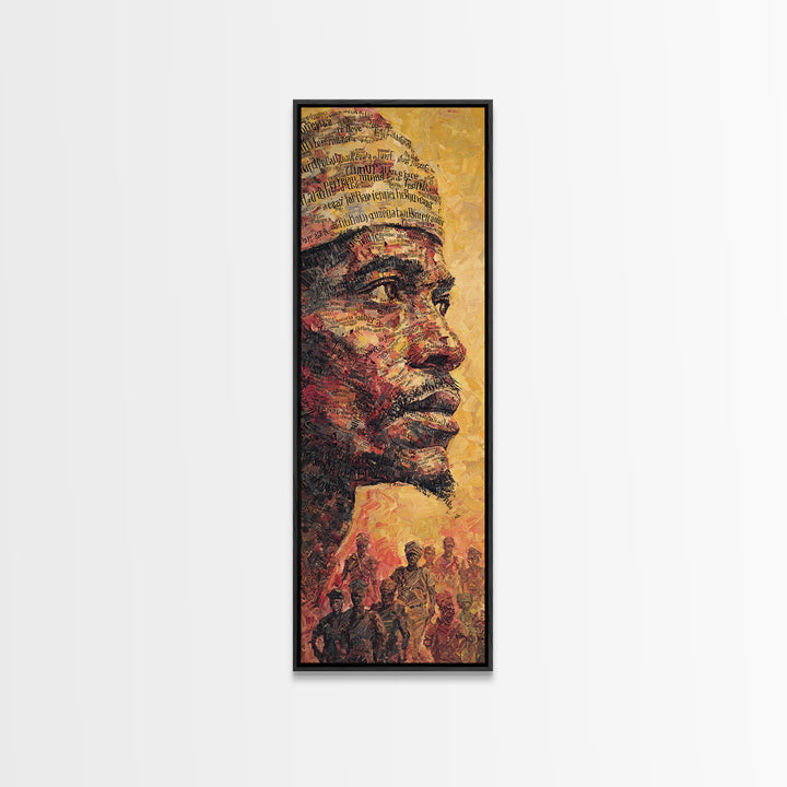 Regal African Man Profile Portrait Framed Canvas Print, Warm Orange Black Art, Tribal Warrior Culture Wall Decor, Gift For Him