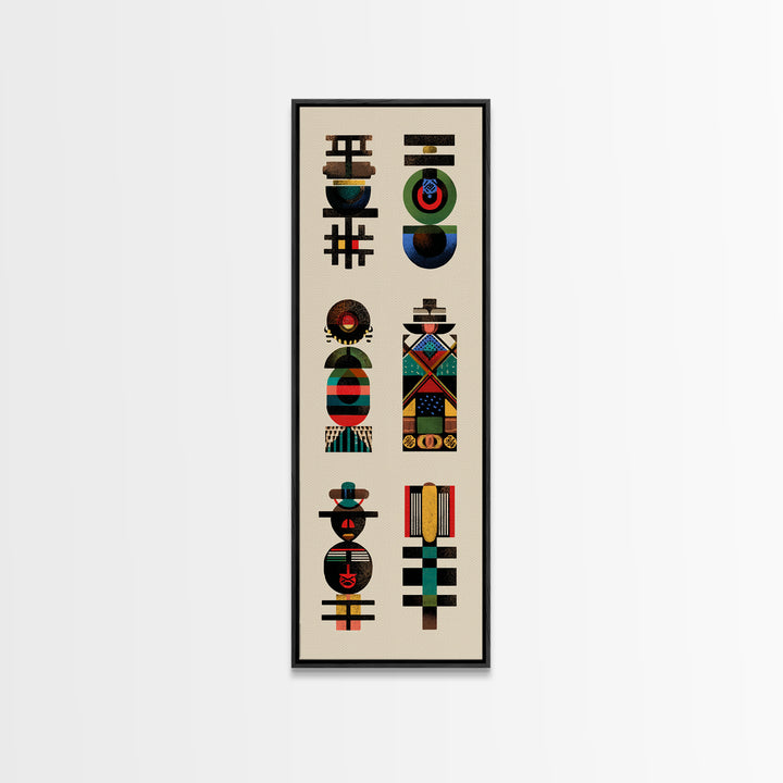 Abstract African Totem Wall Art, Geometric Tribal Symbols, Modern Afrocentric Decor, Ethnic Pattern Canvas For Home Gallery