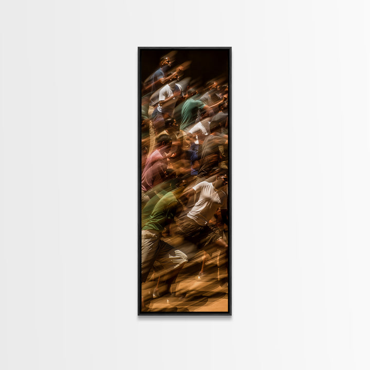 Blurred Crowd In Motion Canvas Print, Contemporary African People Art, Urban Wall Decor, Vibrant Statement Living Room Art