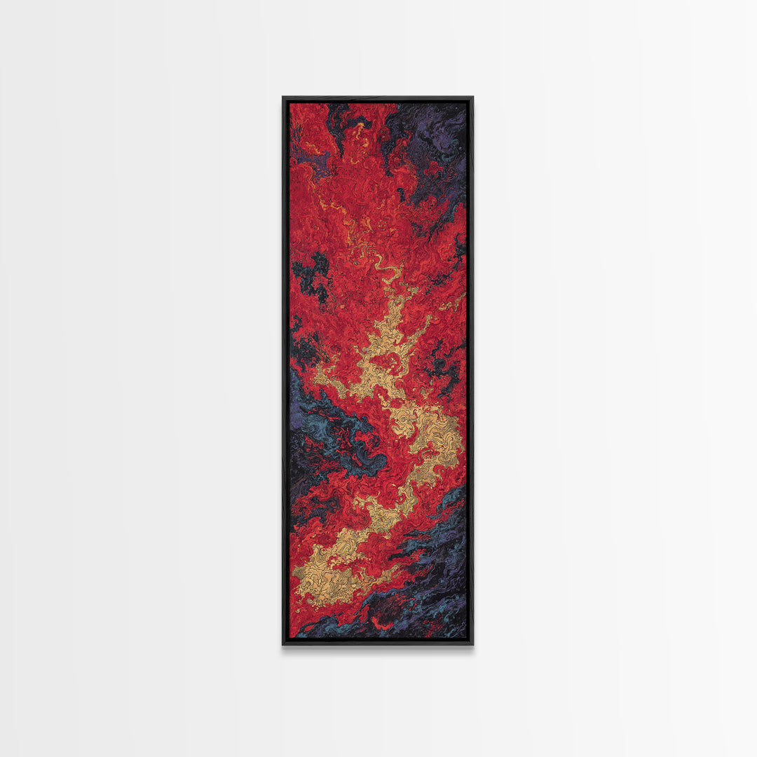 Crimson Lava River Abstract Wall Art, Fiery Red Orange Canvas Print, Bold Modern Art, Textured Painting Home Decor Gift For Him