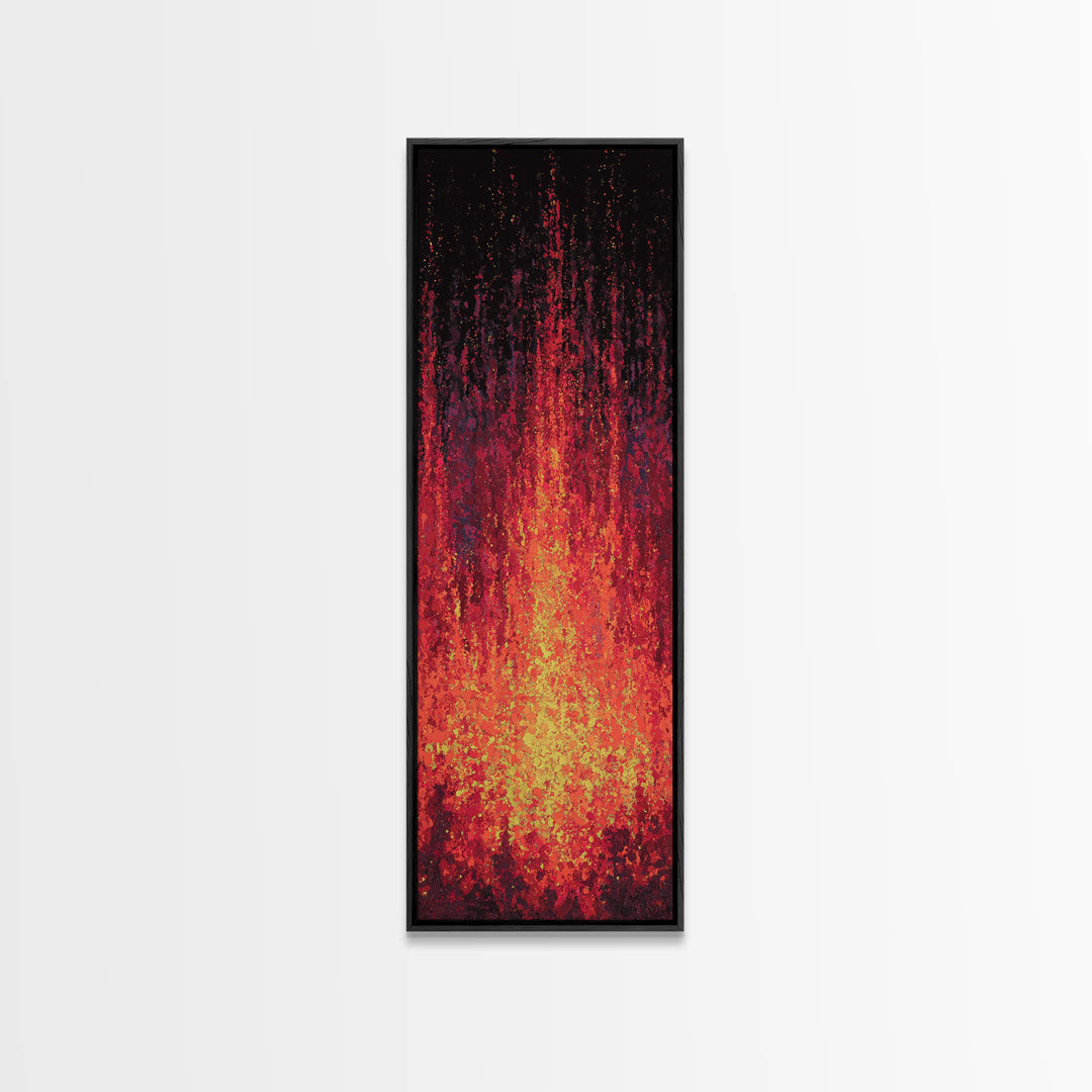Blazing Red Orange Firefall Abstract Wall Art, African Inspired Canvas Print, Modern Black Decor, Statement Home Decor Gift