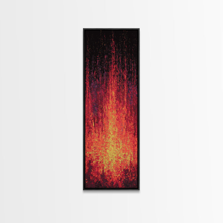 Blazing Red Orange Firefall Abstract Wall Art, African Inspired Canvas Print, Modern Black Decor, Statement Home Decor Gift