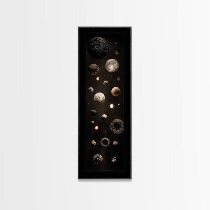 Celestial African Basket Sphere Wall Art, Black Gold Gallery Canvas Print, Textured Tribal Decor, Modern Luxury Art For Home