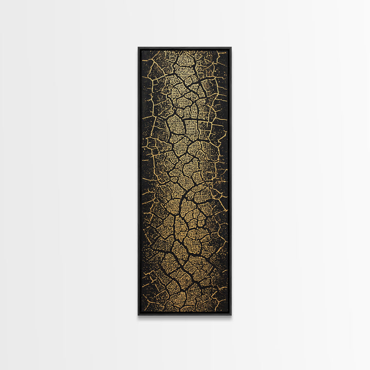 Gold On Black Abstract Map Wall Art, Tribal Maze Texture Canvas Print, African Inspired Geometric Statement Decor For Home