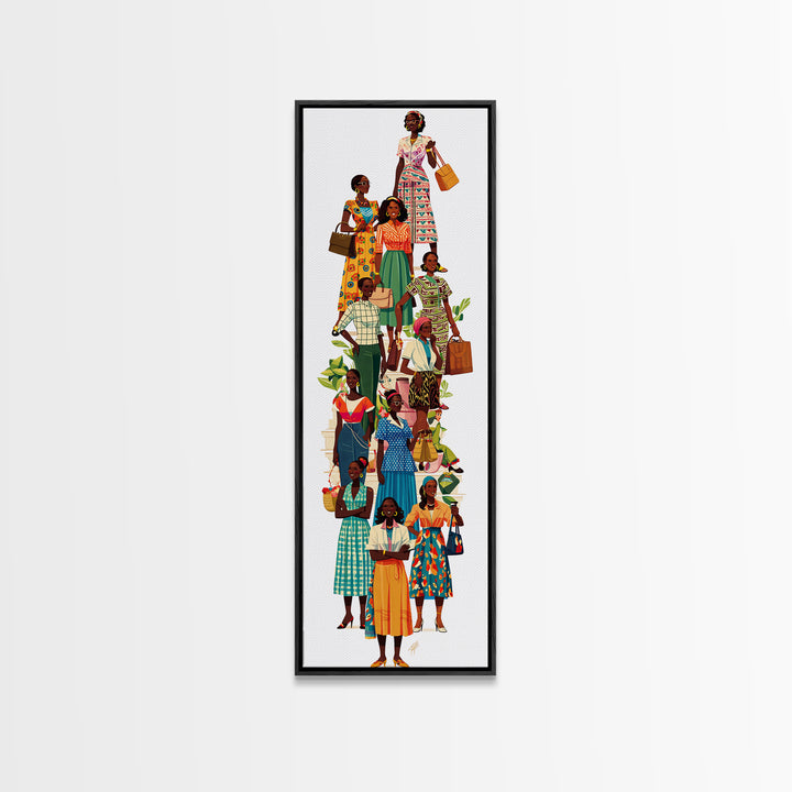 Stylish African Women Fashion Wall Art, Colorful Ankara Dresses Black Girl Magic Decor, Afrocentric Feminine Canvas Print