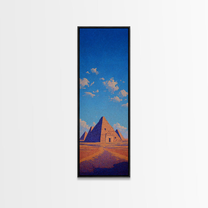 Egyptian Pyramids Blue Sky Wall Art, Ancient African Landscape Canvas Print, Desert Travel Poster Home Decor Gift For Her