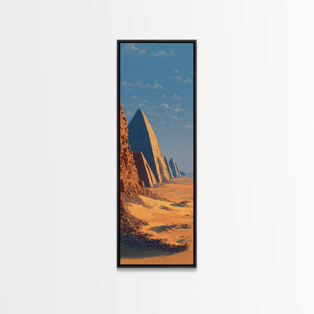 Golden Nubian Pyramids Wall Art, African Desert Landscape Canvas Print, Egypt Travel Poster Living Room Decor Housewarming Gift