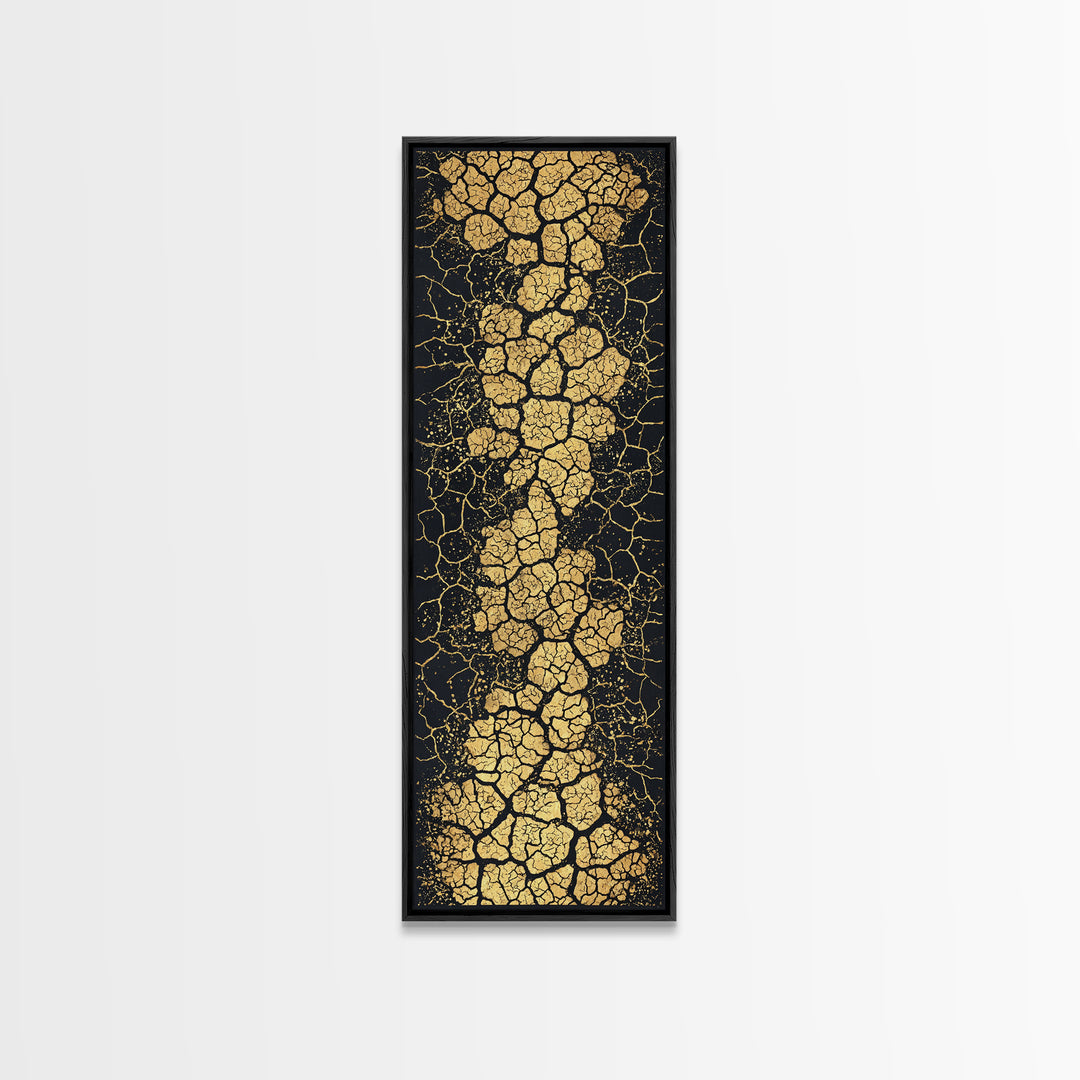 Gold Crackle River On Black Abstract Canvas Print, Luxury Art, Black And Gold Art, Statement Wall Art, Elegant Home Decor