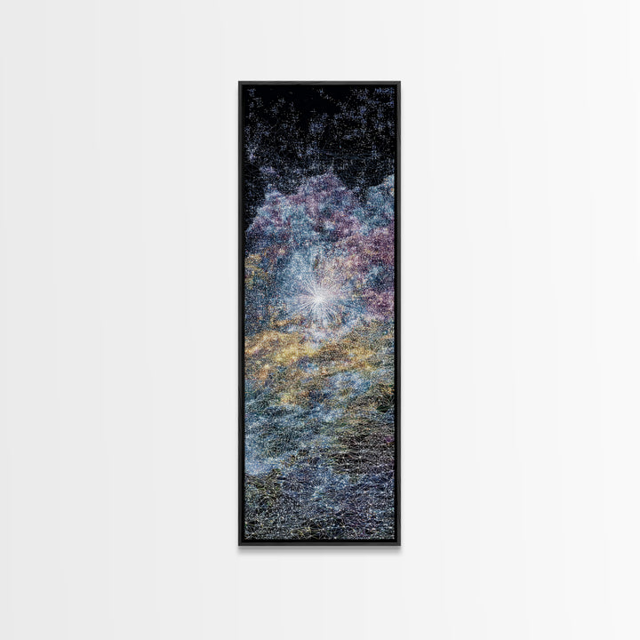 Sparkling Cosmic African Landscape Wall Art, Starry Abstract Canvas Print, Blue Gold Nature Scene, Dreamy Home Decor Gift