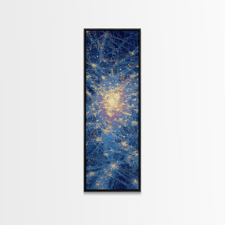 Blue Gold Abstract African Wall Art, Radiant Cosmic Canvas Print, Modern Textured Energy Decor, Luxury Home Decor Gift, Statement Piece