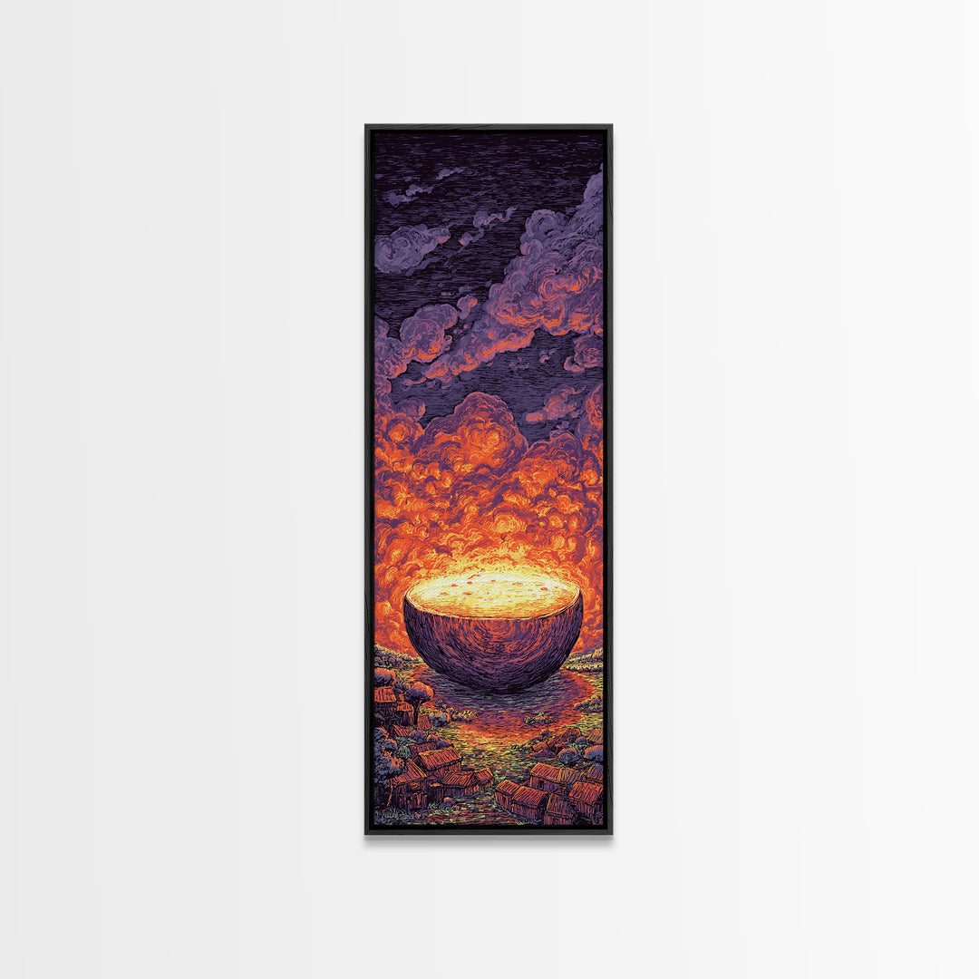 Glowing Celestial Bowl Beneath Fiery Clouds, Canvas Print, Abstract Wall Art, Dreamy Decor, Modern Home Decor Gift For Living Room