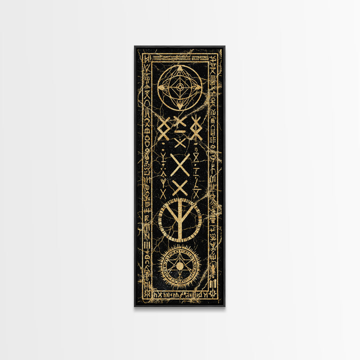 Ancient Golden Sigil With Sacred Geometry, Canvas Print, Mystical Wall Art, Spiritual Decor, Gothic Home Decor Gift For Altar Room