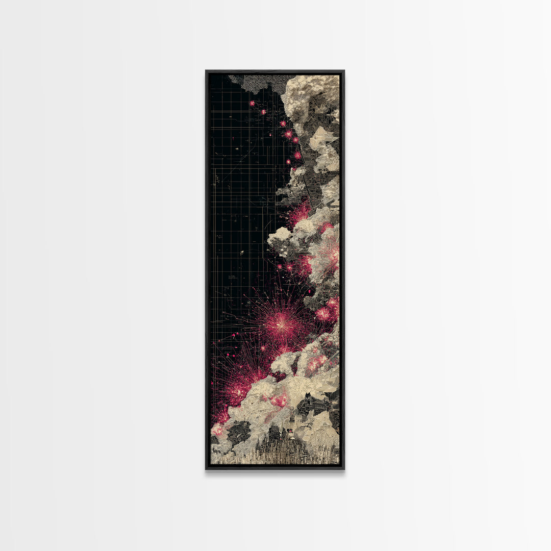 Black Pink Cosmic Map Wall Art, Abstract African Landscape Canvas Print, Modern Digital Art, Urban Statement Home Decor Gift