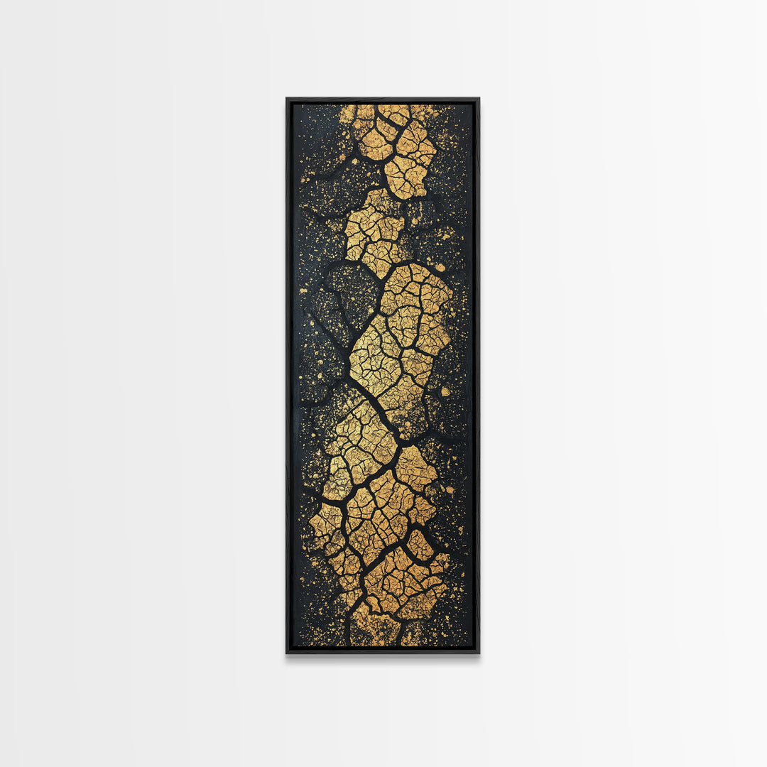 Gold Cracked Earth African Wall Art, Abstract Texture Canvas Print, Black And Gold Design, Modern Statement Home Decor Gift