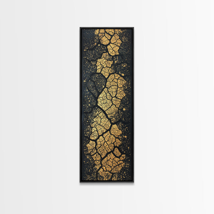 Gold Cracked Earth African Wall Art, Abstract Texture Canvas Print, Black And Gold Design, Modern Statement Home Decor Gift