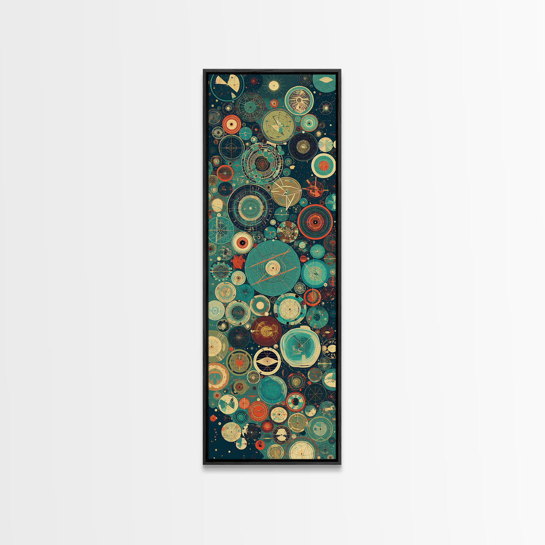 Abstract Celestial Circles And Cosmic Charts Wall Art, Modern African Inspired Decor, Geometric Canvas Print, Office Gift