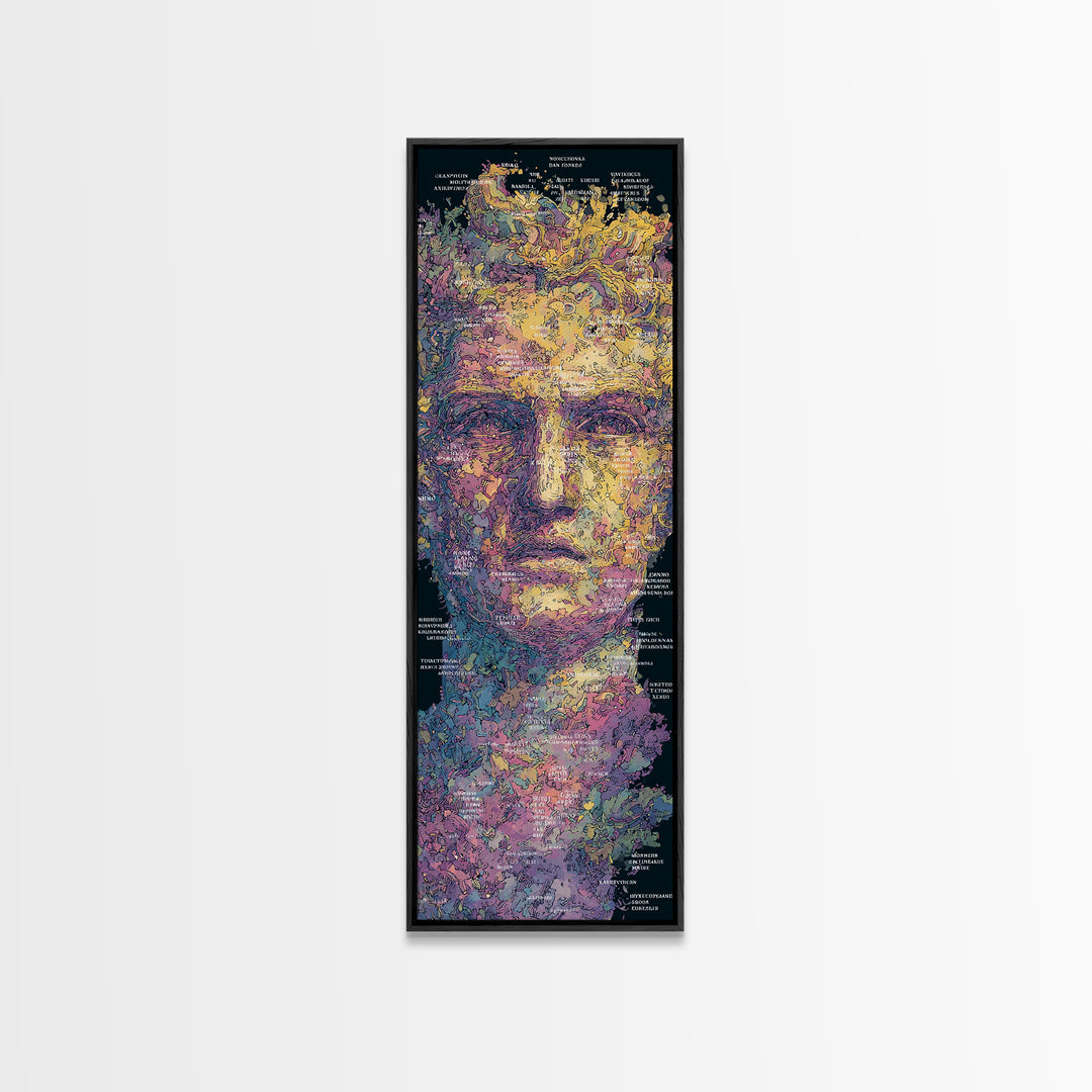 Blindfolded Abstract Face In Gold And Violet, Canvas Print, Modern Black Art, Afrocentric Decor, Contemporary Wall Art Gift