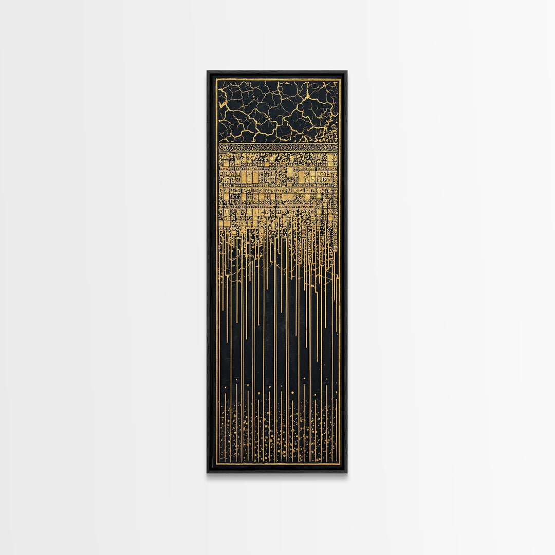 Black And Gold African Patterns Wall Art, Ancient African Art, Abstract Tribal Decor, Luxury Canvas, Cultural Home Decor
